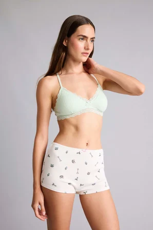 Dantel Detaylı Ribana Sarı Boxer