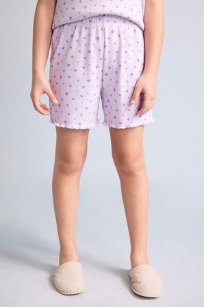 DeFacto Regular Fıt Fitilli Kaşkorse Şort Tişört 2'li Pijama Takımı Kız Çocuk H8104A826SMPR67