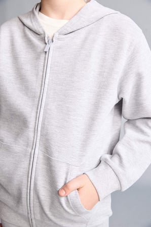 DeFacto Kapüşonlu Basic Fermuarlı Cepli Sweatshirt Hırka Erkek Çocuk H2847A826AUGR377