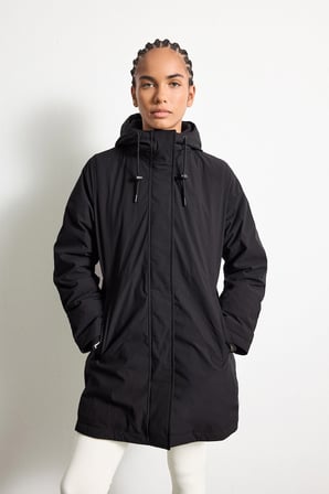 Regular Fit Büzgülü Kapüşonlu Gizli Fermuarlı Su Geçirmez Parka