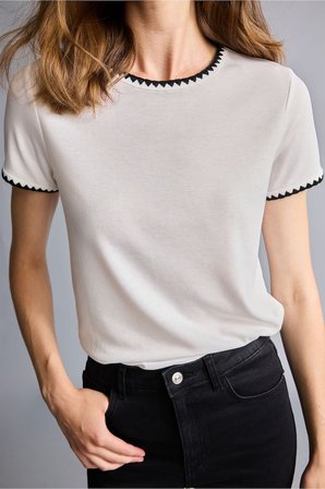 DeFacto Slım Fıt Crochet Yaka Ribana Kısa Kollu Tişört I6811AX26SPER105