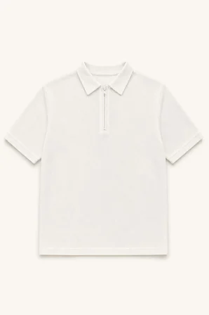 Regular Fit Fermuar Kapamalı Kısa Kollu Polo Tişört