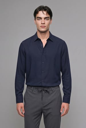 DeFacto Regular Fit Polo Yaka Modal Uzun Kollu Gömlek H5254AX26AUNV253