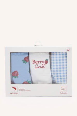 DeFacto 3'lü Çilek Baskılı Brief Külot H9841AX26HSBE250