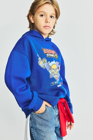Brawl Stars Bisiklet Yaka İçi Yumuşak Tüylü Kalın Sweatshirt Erkek Çocuk