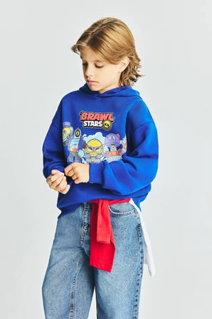 Brawl Stars Bisiklet Yaka İçi Yumuşak Tüylü Kalın Sweatshirt Erkek Çocuk