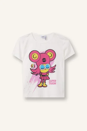 DeFacto Super 1 Takım Lisanslı 2'li Beyaz Pijama Takımı Kız Çocuk H7996A826SMWT34