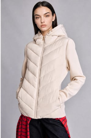 Su İtici Regular Fit Kapüşonlu Kapitone Hibrit Mont