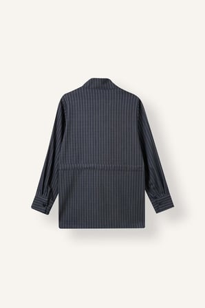 Regular Fit Çizgili Beli Bağcıklı Jean Görünümlü Tunik