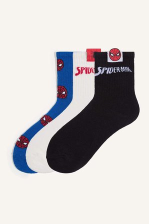 DeFacto Marvel Lisanslı Spıderman 3'lü Pamuklu Uzun Çorap Erkek Çocuk H2323A8NSKR1