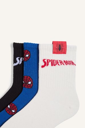 DeFacto Marvel Lisanslı Spıderman 3'lü Pamuklu Uzun Çorap Erkek Çocuk H2323A8NSKR1
