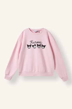 Kuromı Relax Fıt Bisiklet Yaka Kalın Sweatshirt Kumaşı Sweatshirt Kız Çocuk