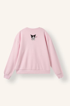 Kuromı Relax Fıt Bisiklet Yaka Kalın Sweatshirt Kumaşı Sweatshirt Kız Çocuk