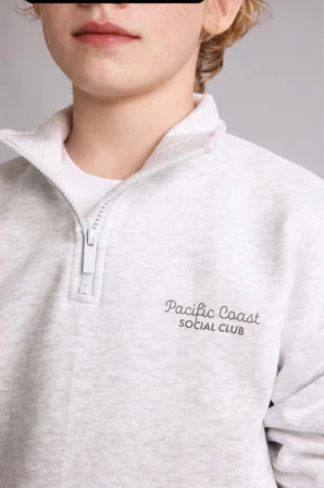 Regular Fit Yarım Fermuarlı Dik Yaka İçi Yumuşak Tüylü Yazı İşlemeli Sweatshirt Erkek Çocuk