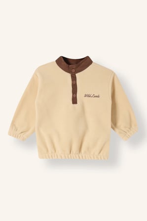 Baskılı Düğmeli Polar Sweatshirt Erkek Bebek