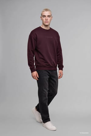 Defacto X8282AZBR150 Bordo Boxy Fit Uzun Kollu Pamuklu Bisiklet Yaka İçi Yumuşak Tüylü Baskılı Sweatshirt