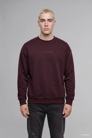 Defacto X8282AZBR150 Bordo Boxy Fit Uzun Kollu Pamuklu Bisiklet Yaka İçi Yumuşak Tüylü Baskılı Sweatshirt