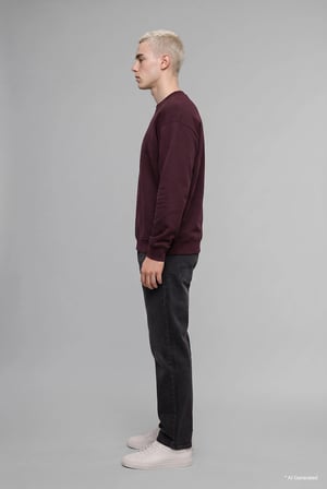 Defacto X8282AZBR150 Bordo Boxy Fit Uzun Kollu Pamuklu Bisiklet Yaka İçi Yumuşak Tüylü Baskılı Sweatshirt