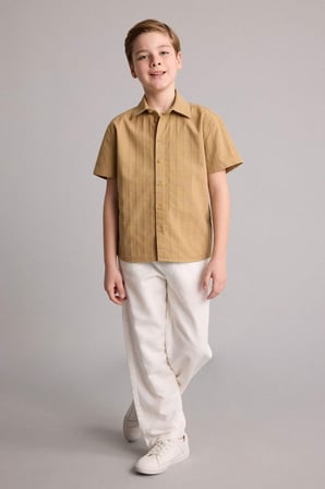 DeFacto Regular Fıt Poplin Kısa Kollu Gömlek Erkek Çocuk H7517A826HSBG638