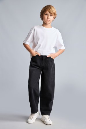 DeFacto Barrel Fit Düz Paça Rahat Kesim Jean Pantolon Erkek Çocuk H2198A826WNNM40