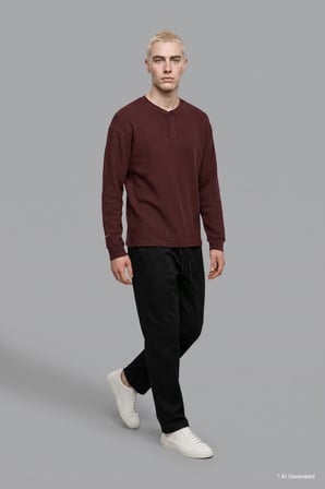 Boxy Fıt Bisiklet Yaka Baskılı Waffle Sweatshirt