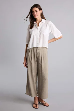 DeFacto Wıde Leg Fermuarlı Normal Bel Düz Paça Tencel Pantolon H1929AX26SMKH341