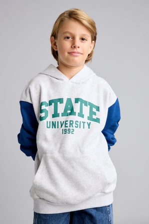 Overshırt Fıt Kapüşonlu İçi Yumuşak Tüylü Kalın Sweatshirt Kumaşı Sweatshirt Erkek Çocuk