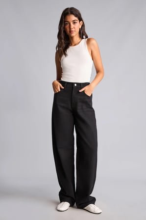 Baggy Fit Yüksek Bel Geniş Paça Jean Pantolon