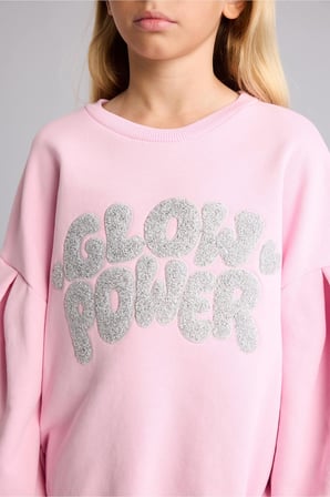 Bisiklet Yaka Baskılı Balon Kol Sweatshirt Kız Çocuk