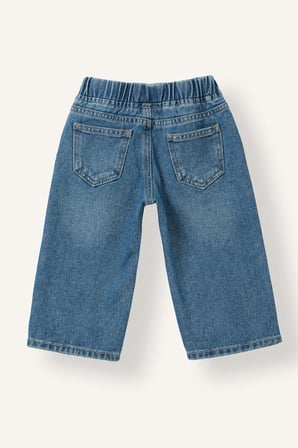 DeFacto %100 Pamuk Wide Leg Beli Lastikli Bağcıklı Jean Pantolon Kız Bebek H7103A526AUNM28