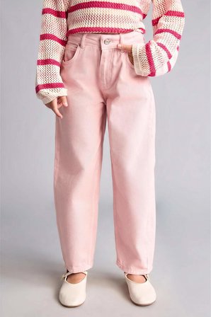 DeFacto Barrel Fıt Esnek Bantlı Paça Gabardin Açık Pembe Pantolon Kız Çocuk H9011A826AUPN693