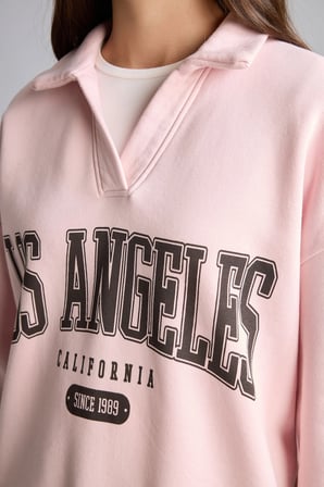 Regular Fıt Kaçık Yaka Baskılı Kalın Sweatshirt Kumaşı Sweatshirt