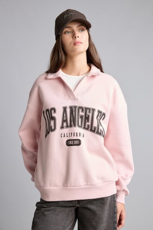 Regular Fıt Kaçık Yaka Baskılı Kalın Sweatshirt Kumaşı Sweatshirt