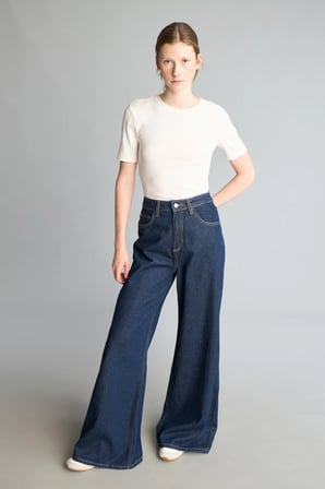 Wide Leg Orta Bel Geniş Paça Jean Pantolon