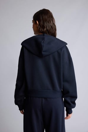 Regular Fıt Kapüşonlu Kalın Fermuarlı Lacivert Basic Sweatshirt