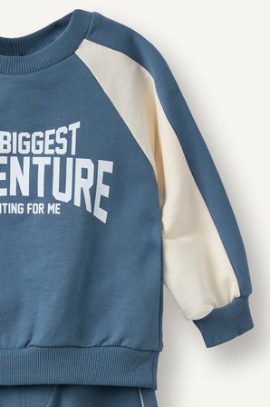 DeFacto %100 Pamuk Baskılı Sweatshirt Üst Elastik Bel Alt 2'li Takım Erkek Bebek I0274A526AUBE739