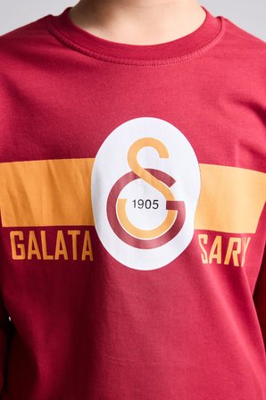 DeFacto %100 Pamuk Galatasaray Baskılı Bisiklet Yaka Uzun Kollu 2'li Pijama Takımı Erkek Çocuk I2030A826AURD119