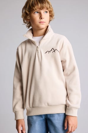 Oversıze İçi Yumuşak Tüylü Polar Sweatshirt Erkek Çocuk