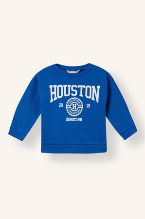 Bisiklet Yaka Baskılı İçi Yumuşak Tüylü Sweatshirt Erkek Bebek