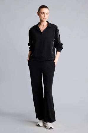 Defacto H4537AXBK81 Siyah Ultra Yumuşak Standart Fit Yarım Fermuarlı Biyeli Dik Yaka Modal Sporcu Basic Sweatshirt