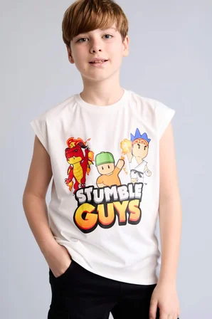DeFacto Stumble Guys Bisiklet Yaka Ekru Atlet Erkek Çocuk H8250A826HSER105