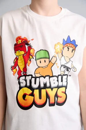 DeFacto Stumble Guys Bisiklet Yaka Ekru Atlet Erkek Çocuk H8250A826HSER105