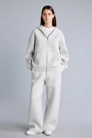 Relaxed Fit Düz Dalgıç Kumaş Geniş Paça Eşofman Altı