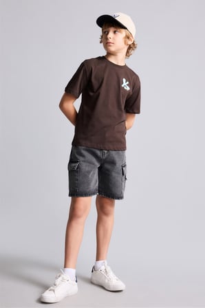 DeFacto Overshirt Fit Bisiklet Yaka Sırtı Baskılı Kısa Kollu Tişört Erkek Çocuk I6736A826HSBN335