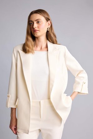 DeFacto Oversıze Basic Blazer Beyaz Ceket C3215AX26AUWT34