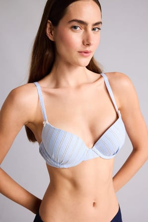 DeFacto Poplin Kaplı Push Up Balenli Çizgili Bra H3799AX26SPBE550
