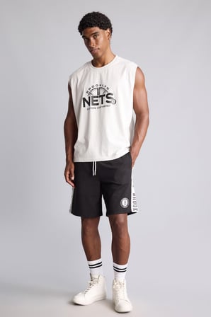 DeFacto NBA Brooklyn Nets Bisiklet Yaka Boxy Fit Bisiklet Yaka Atlet H8273AX26AUGR519