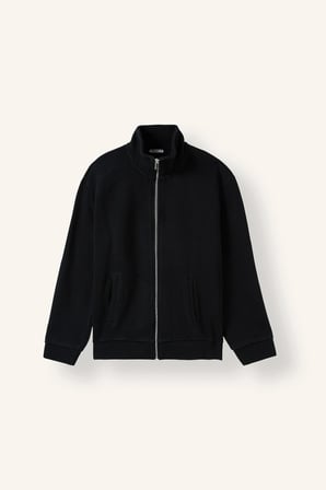 DeFacto Regular Fit Dik Yaka Selanik Kumaş Fermuarlı Basic Hırka H4047AX26AUBK81