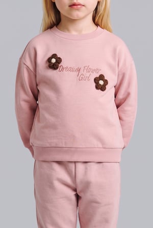 Regular Fıt Bisiklet Yaka İçi Yumuşak Tüylü Sweatshirt Kız Bebek