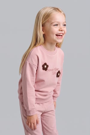 Regular Fıt Bisiklet Yaka İçi Yumuşak Tüylü Sweatshirt Kız Bebek